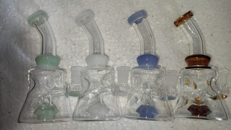 WATER PIPE  6' 4 ASST COLORS -CUT GLASS HANDLE