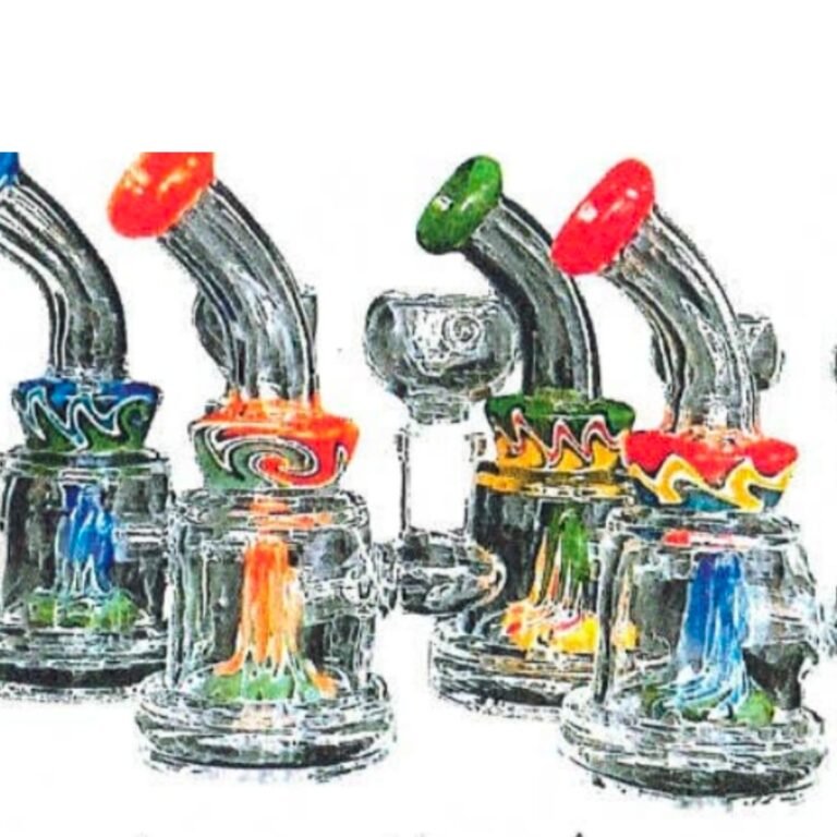 WATER PIPE  6' 4 ASST COLORS CUT GLASS HANFLE