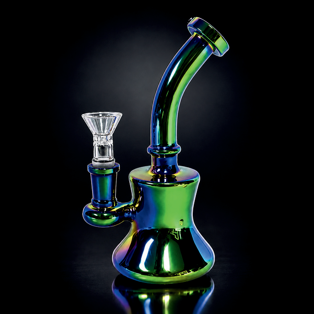 Waterpipe - 7.5in - Bent Neck - Rainbow Iridescence