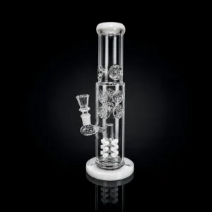 Waterpipe - 12in - Tube Shift - Spiral Flower/Tree Perc - Ice Pinch - Asst. Color Accents