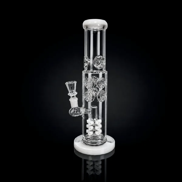 Waterpipe - 12in - Tube Shift - Spiral Flower/Tree Perc - Ice Pinch - Asst. Color Accents