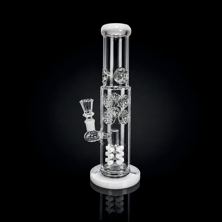 Waterpipe - 12in - Tube Shift - Spiral Flower/Tree Perc - Ice Pinch - Asst. Color Accents