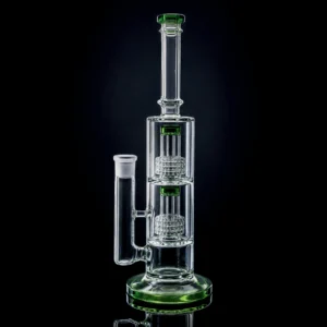 Waterpipe - 14in - Tube Shift - Dual Barrel Percs - Asst. Color Accents