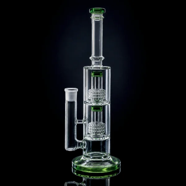 Waterpipe - 14in - Tube Shift - Dual Barrel Percs - Asst. Color Accents