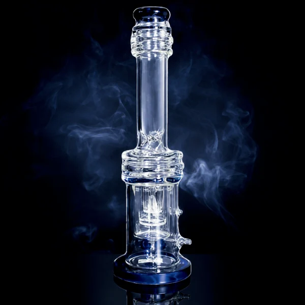 Waterpipe - 16in - Tube Shift - Barrel Perc - Ice Pinch - Asst. Color Accents
