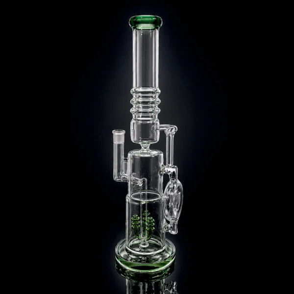 Waterpipe - 18in - Tube Shift - Recycler - Multi Arm Tree Perc - Asst. Color Accents