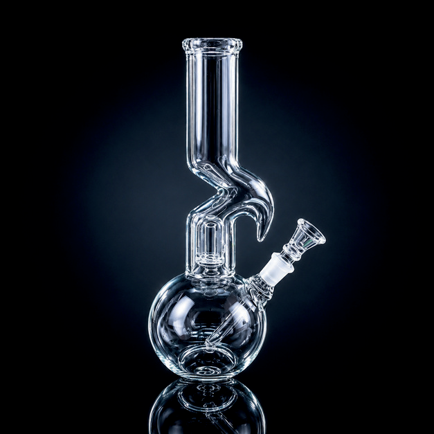 Waterpipe - 10in - Bubble Base - Zig Zag - 5mm Thick - Clear