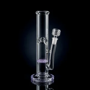 Waterpipe - 10in - Straight Tube - Honeycomb Perc - Ice Pinch - Asst. Color Accents