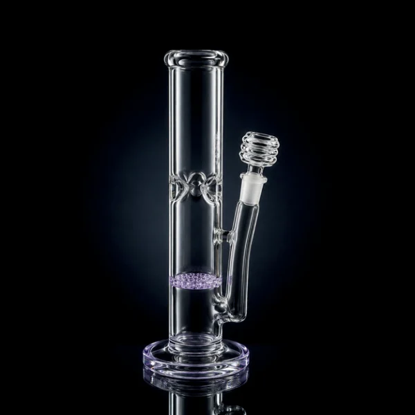 Waterpipe - 10in - Straight Tube - Honeycomb Perc - Ice Pinch - Asst. Color Accents