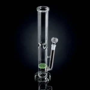 Waterpipe - 14in - Straight Tube - Honeycomb Perc - Ice Pinch - Asst. Color Accents