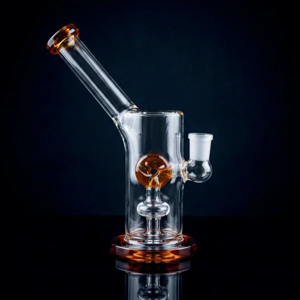Waterpipe - 6.5in - Bent Neck Glass - Jack-o-Lantern Pumpkin Perc