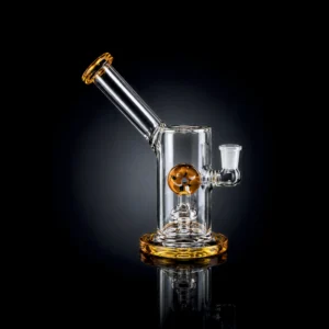 Waterpipe - 8in - Bent Neck Glass - Jack-o-Lantern Pumpkin Perc