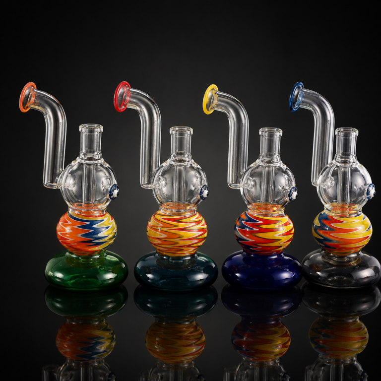 Water Pipe 7" CUT GLASS BENT NECK 4 ASST