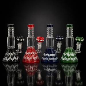 Water Pipe 7″ CUT GLASS BENT NECK 4 ASST