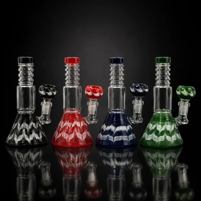 Water Pipe 7" CUT GLASS BENT NECK 4 ASST