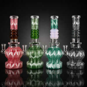 Water Pipe 6″ CUT GLASS BENT NECK 4 ASST