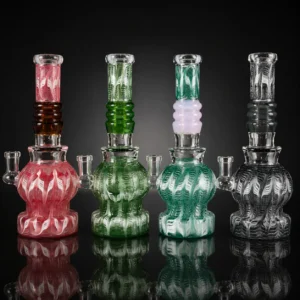 Water Pipe 6" CUT GLASS BENT NECK 4 ASST