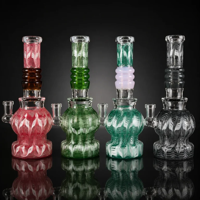Water Pipe 6" CUT GLASS BENT NECK 4 ASST