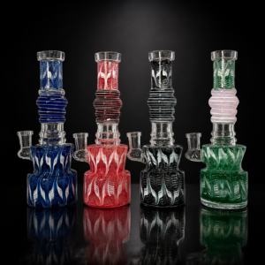 Water Pipe 8″CUT GLASS BENT NECK 4 ASST