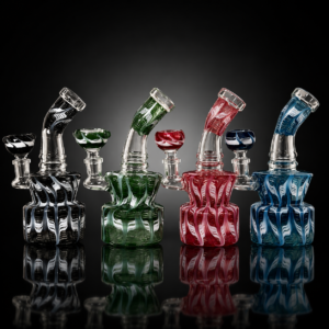 Water Pipe 8″CUT GLASS BENT NECK 4 ASST