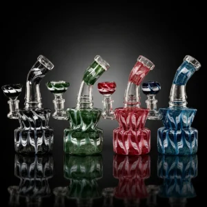 Water Pipe 8"CUT GLASS BENT NECK 4 ASST