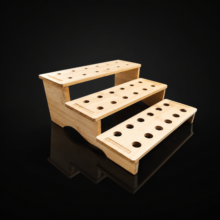 WOOD 3 TIER BOWL STAND 12"X11"