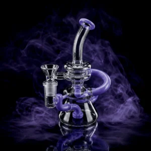 Waterpipe - 8in - Beaker Bottom- Reclycler - Purple Accents