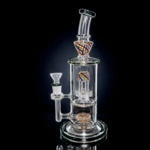 Waterpipe - ??in - Bent Neck - Dual Perc - Rainbow Accents