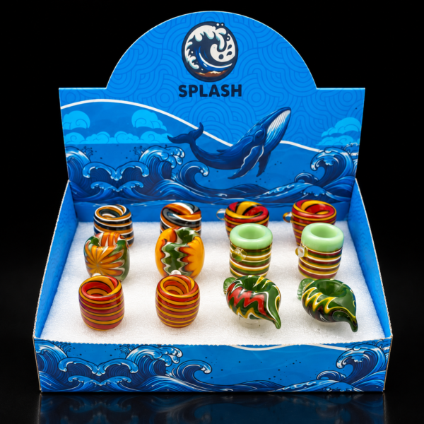 GLASS BOWL ARTISTIC 12 PC DISPLAY ASST 14MM