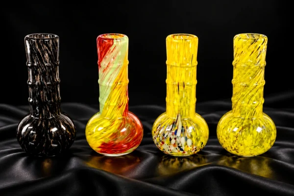 6-inch soft glass in assorted designs and colors; example assortment