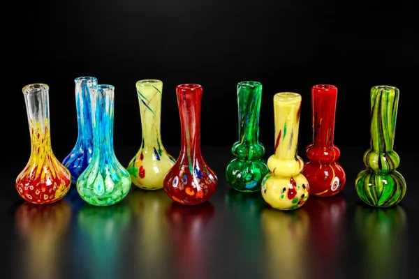 8-inch soft glass in assorted designs and colors; example assortment